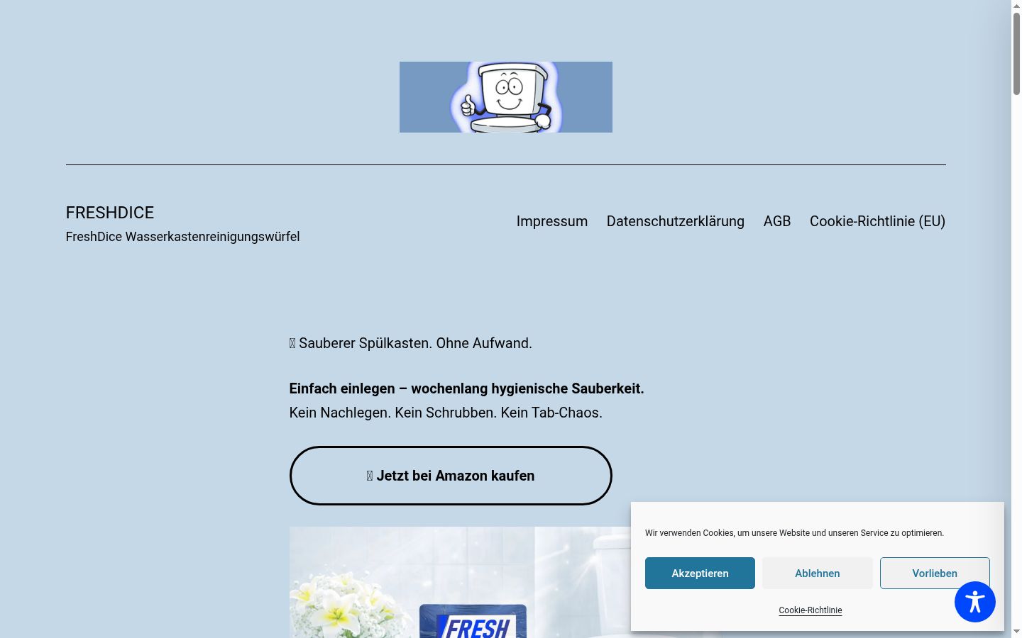 Screenshot del banner di consenso mostrato prima di qualsiasi interazione