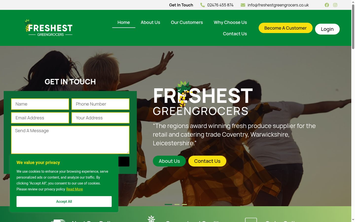 Screenshot del banner di consenso mostrato prima di qualsiasi interazione