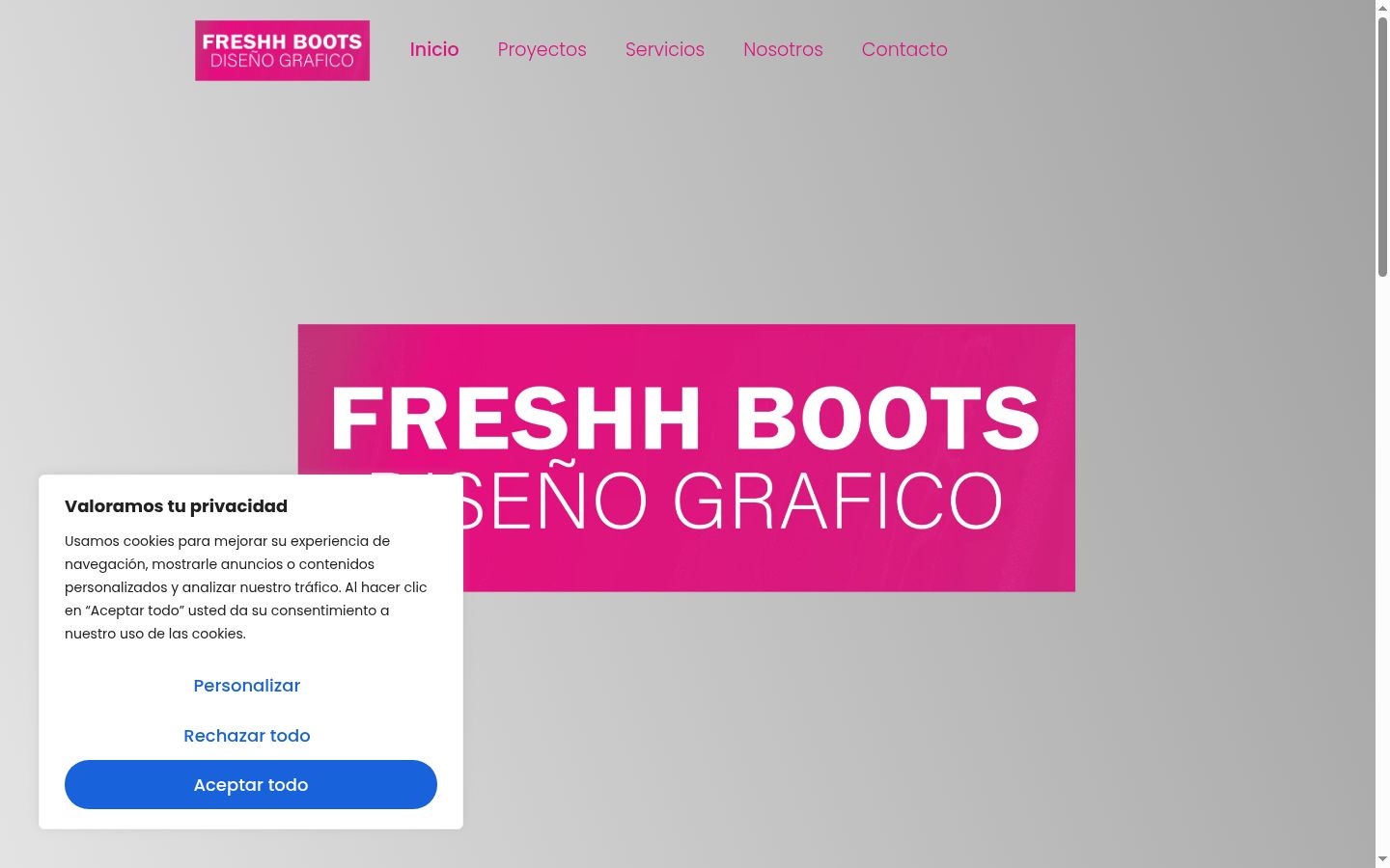 Captura de ecrã do banner de consentimento apresentado antes de qualquer interação