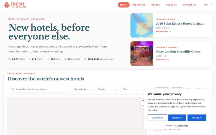 Screenshot of freshhotelguide.com