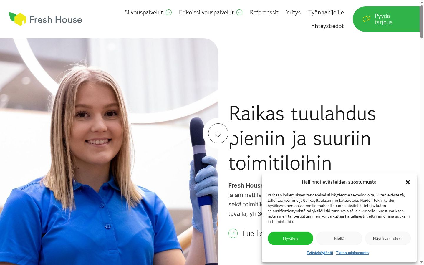 Captura de ecrã do banner de consentimento apresentado antes de qualquer interação