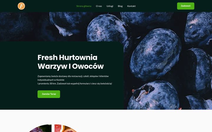 Screenshot stránky freshhurtownia.pl