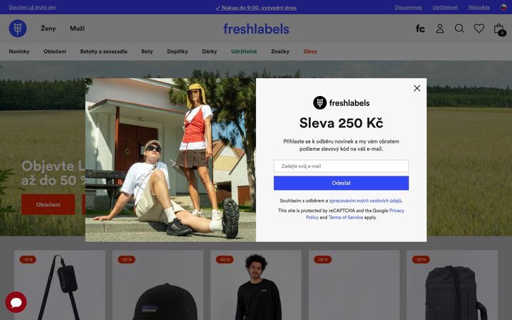 Екранна снимка на freshlabels.cz