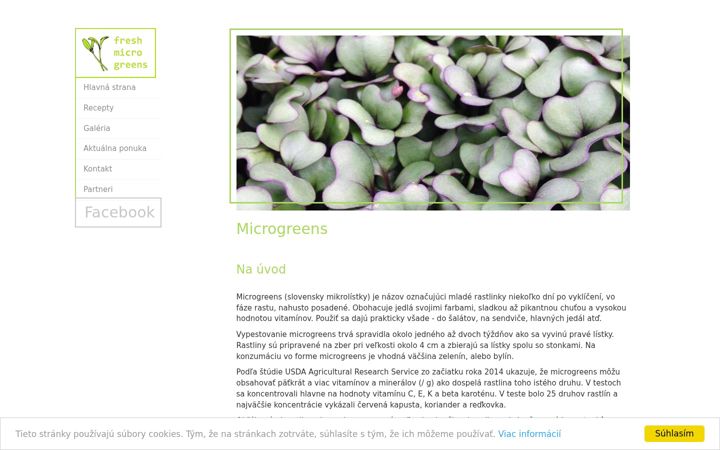 Snímek obrazovky freshmicrogreens.sk