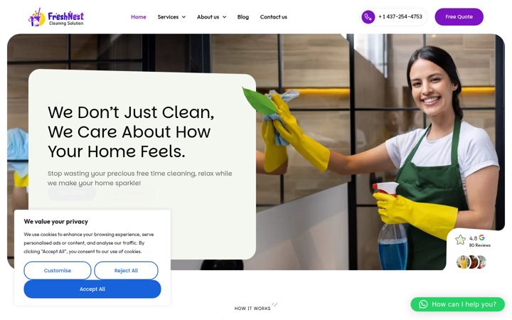 Screenshot of freshnestcleaningsolution.com