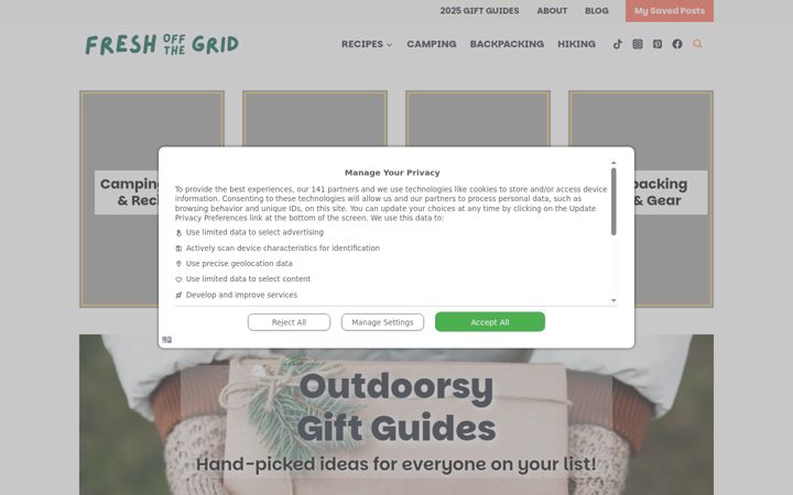 Екранна снимка на freshoffthegrid.com