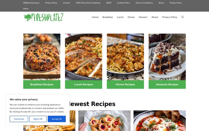 Screenshot of freshplatez.com