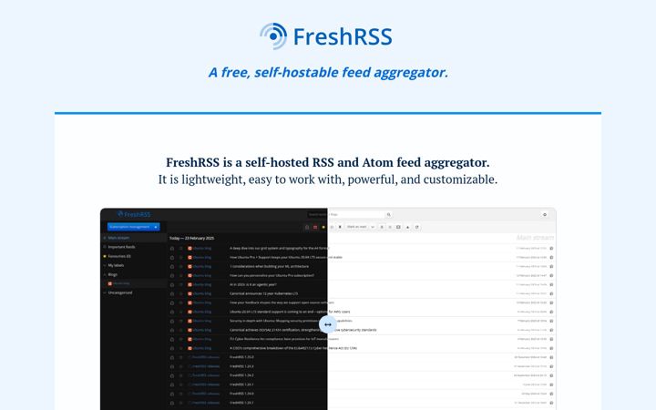 Screenshot of freshrss.org
