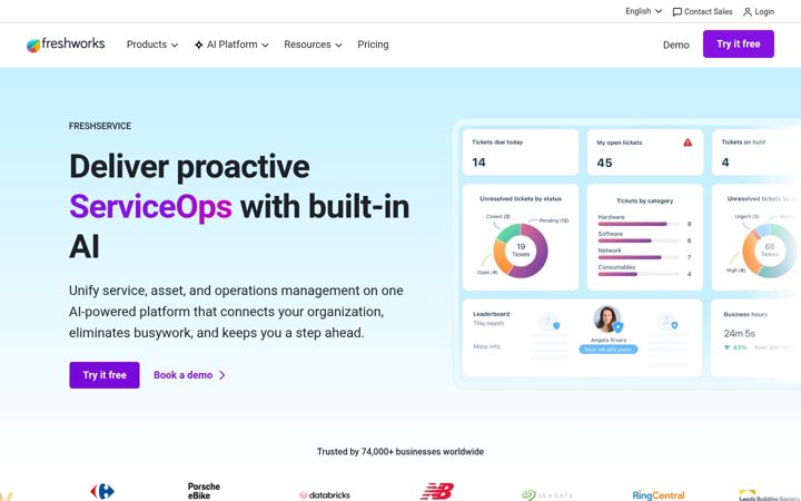Képernyőkép: freshservice.com