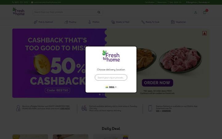 Screenshot of freshtohome.com