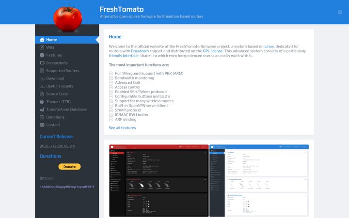 Screenshot of freshtomato.org