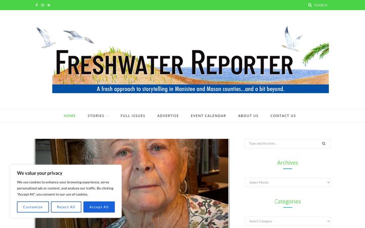 Screenshot of freshwater-reporter.com