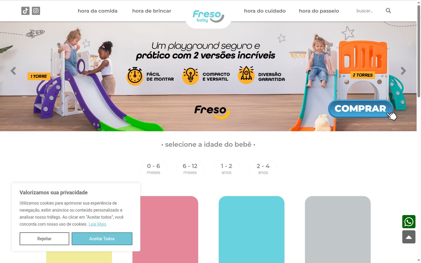 Captura de ecrã do banner de consentimento apresentado antes de qualquer interação