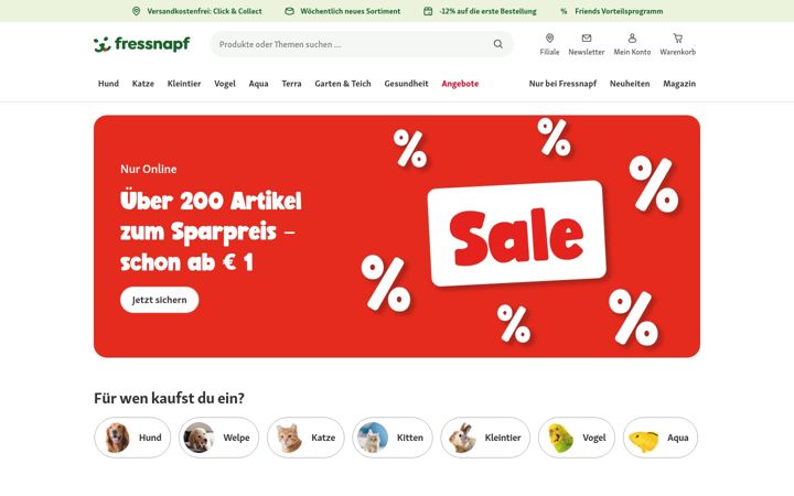 Screenshot of fressnapf.at