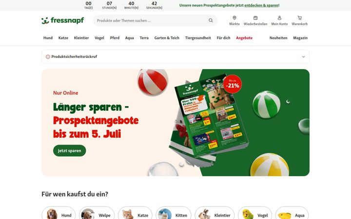 Screenshot of fressnapf.de