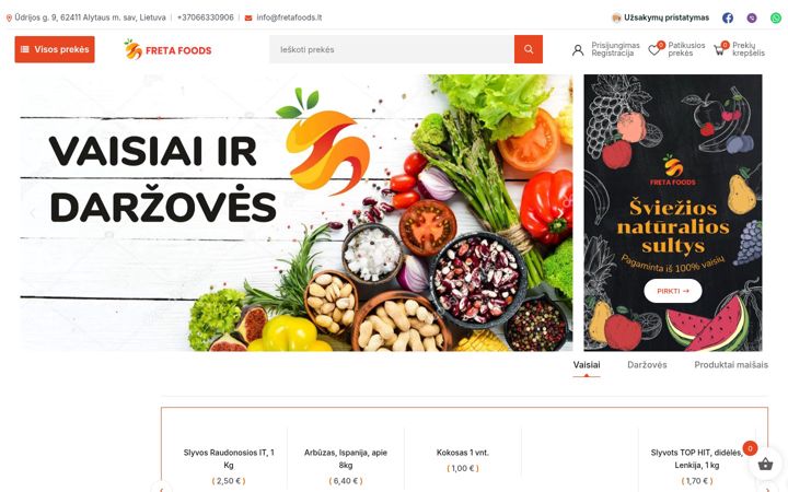 Snímek obrazovky fretafoods.lt