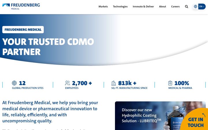 Screenshot of freudenbergmedical.com