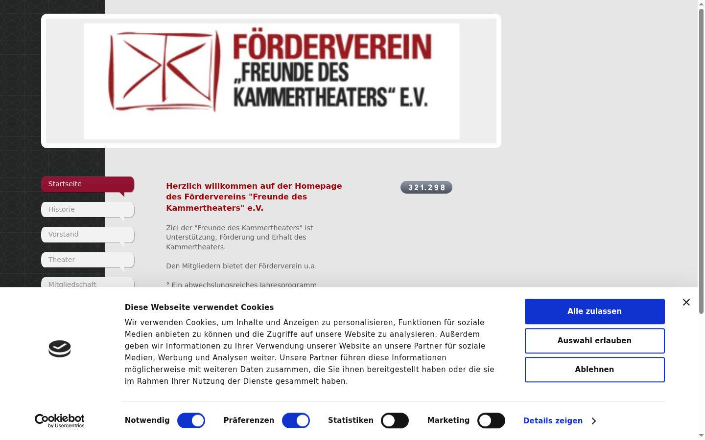 Screenshot del banner di consenso mostrato prima di qualsiasi interazione