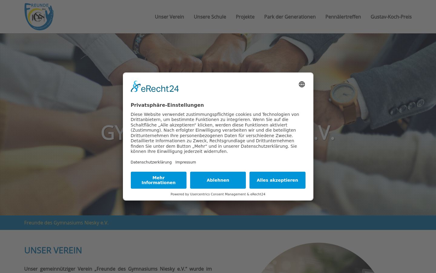 Capture d'écran de la bannière de consentement affichée avant toute interaction