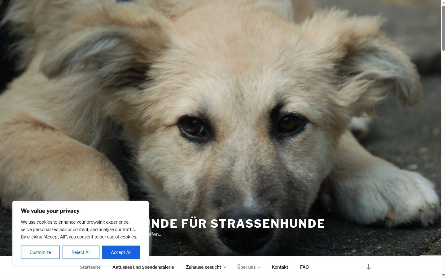 Screenshot del banner di consenso mostrato prima di qualsiasi interazione