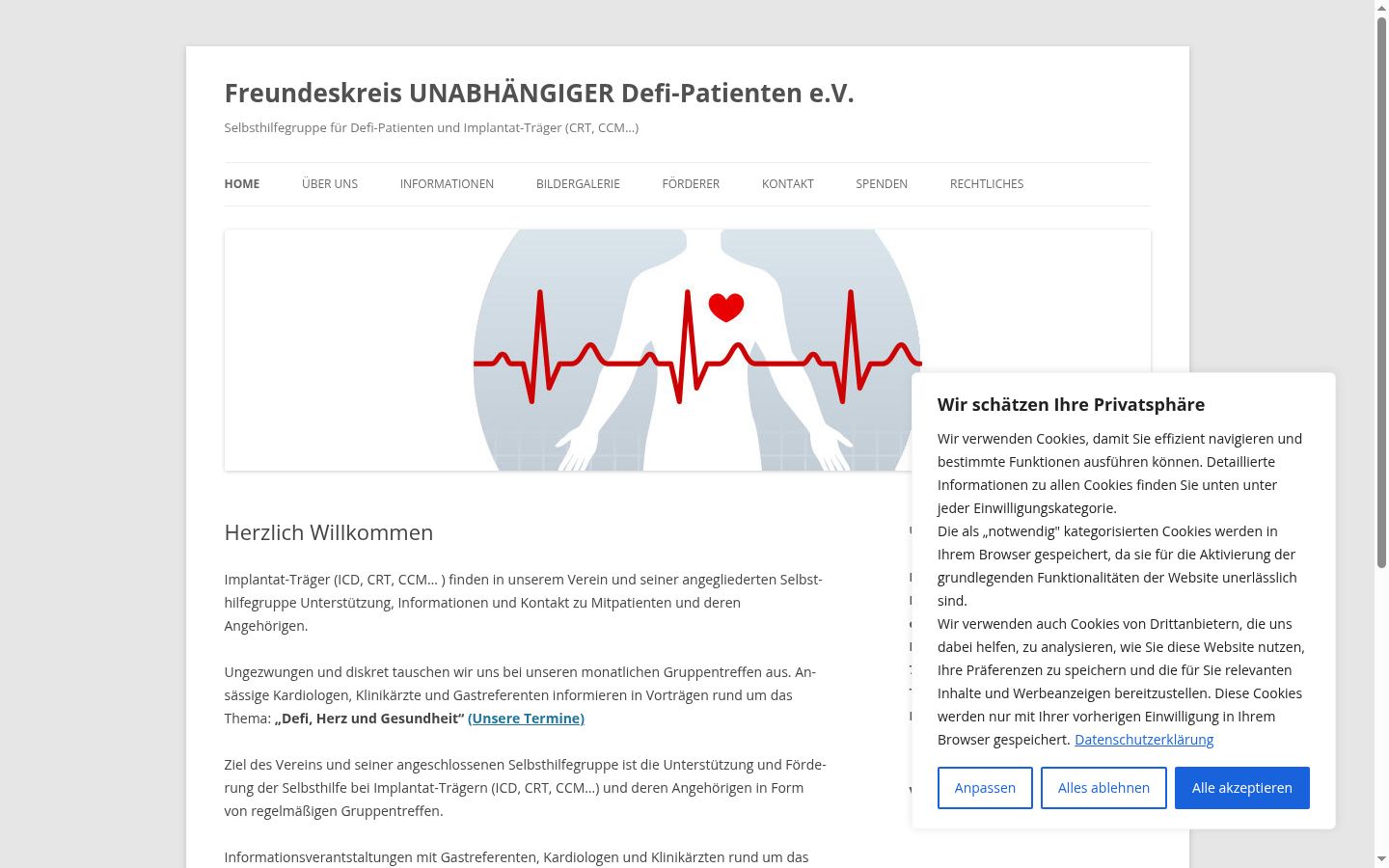 Screenshot of the consent banner shown before any interaction
