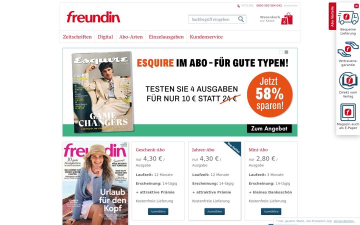 Screenshot of freundin-abo.de