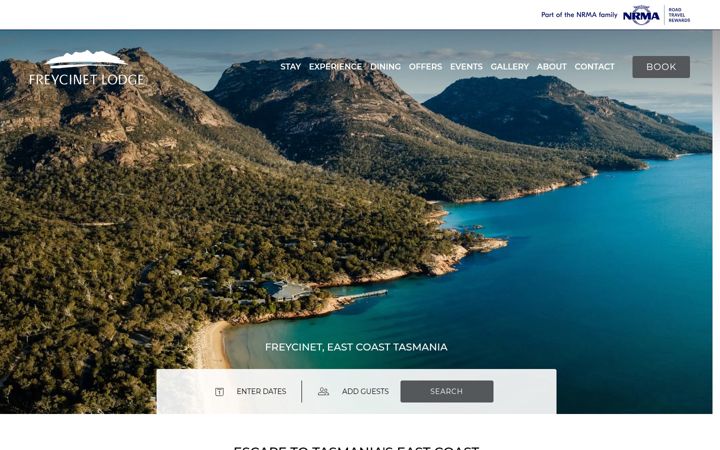 Snímek obrazovky freycinetlodge.com.au