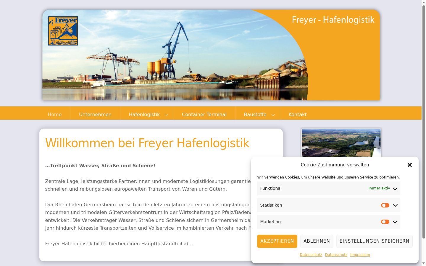 Screenshot des Einwilligungsbanners vor jeglicher Interaktion