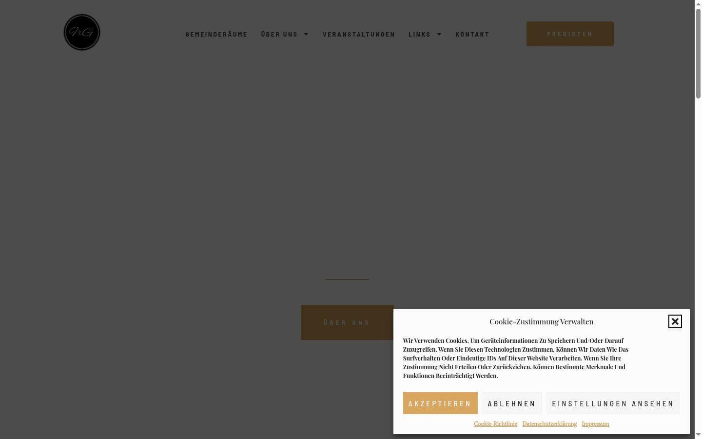 Screenshot del banner di consenso mostrato prima di qualsiasi interazione