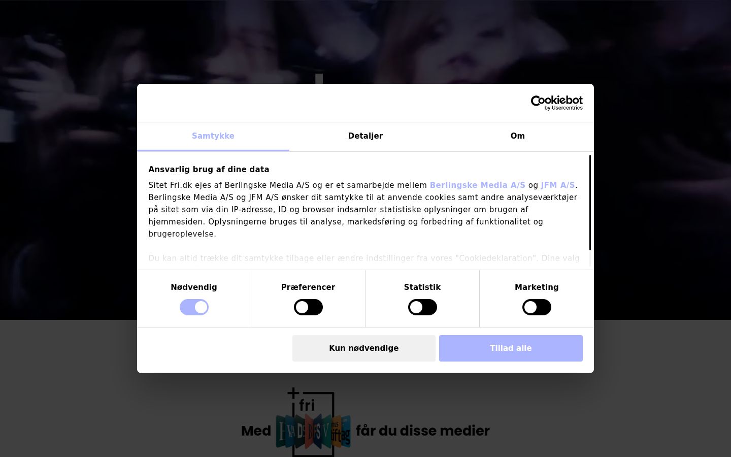 Screenshot tal-banner tal-kunsens muri qabel kwalunkwe interazzjoni