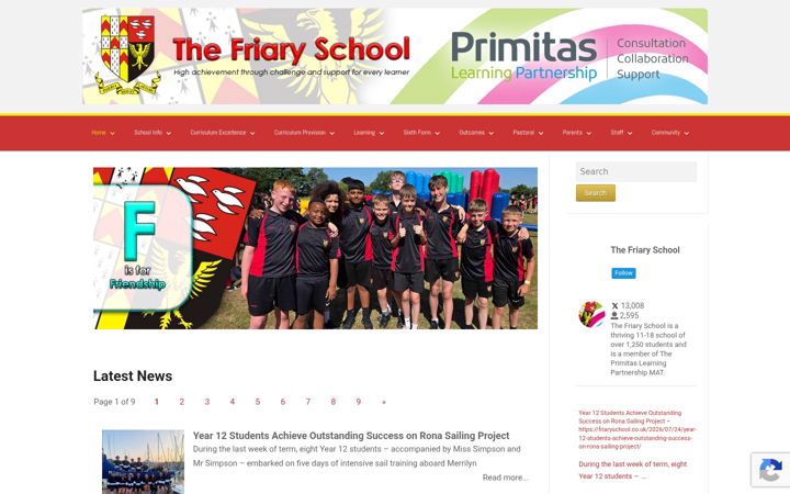 Screenshot of friaryschool.co.uk
