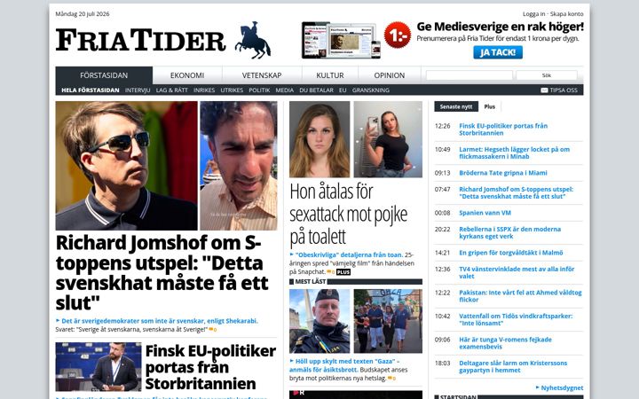 Screenshot of friatider.se