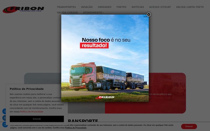 Captura de pantalla de fribontransportes.com.br