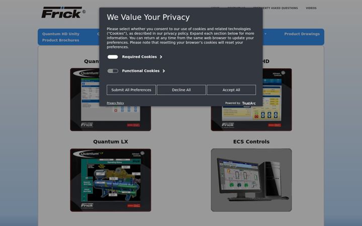 Screenshot of frickcontrols.com