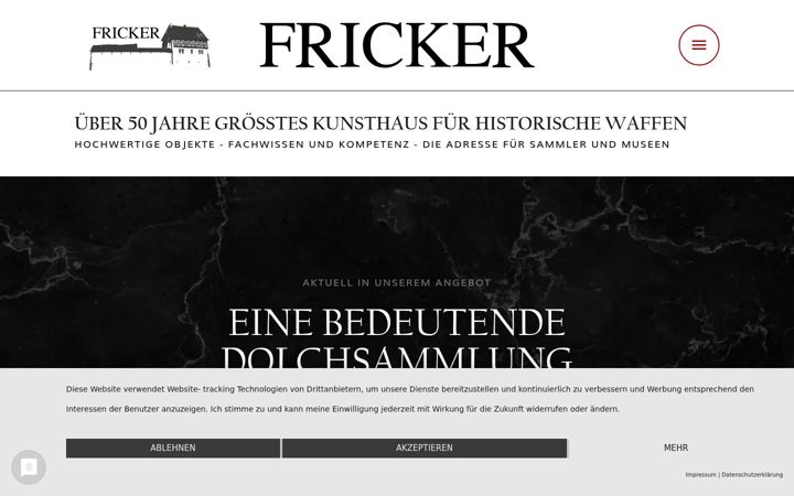 Screenshot of fricker-historische-waffen.de