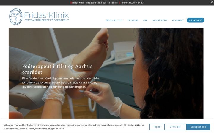 Screenshot of fridasklinik.dk