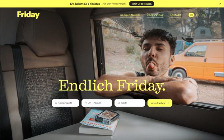 Screenshot of fridaycamping.com