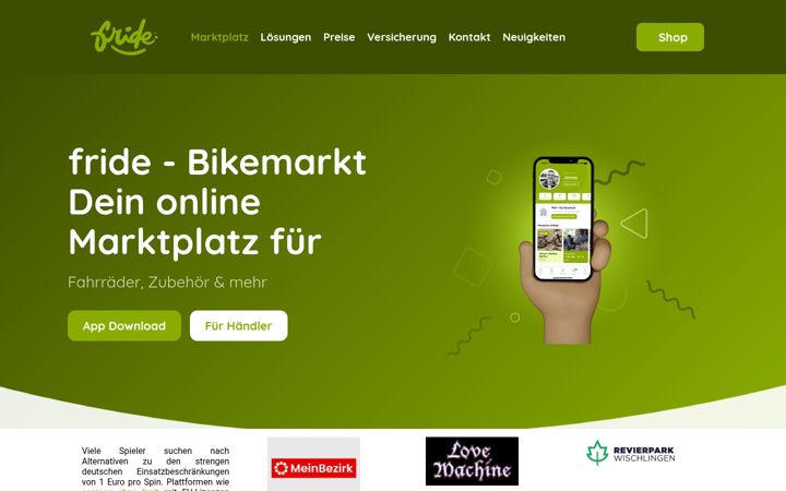 Screenshot of fride-bikemarkt.de