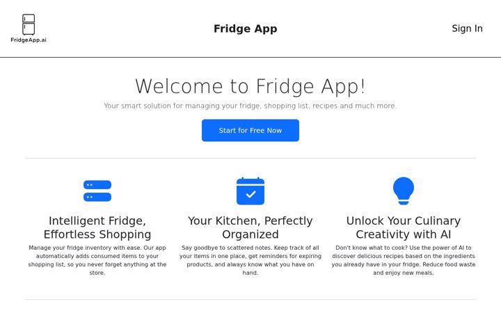 Snímek obrazovky fridgeapp.ai