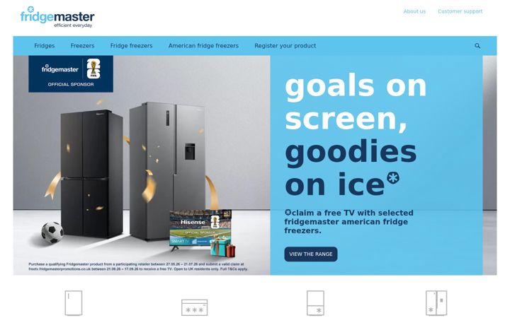 Screenshot ta' fridgemaster.co.uk