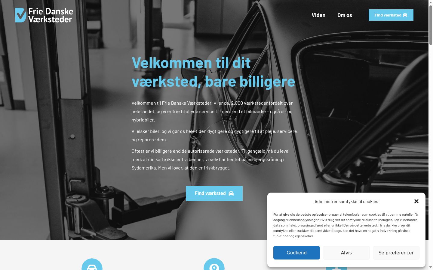 Skjermbilde av samtykkebanneret slik det vises før noen interaksjon