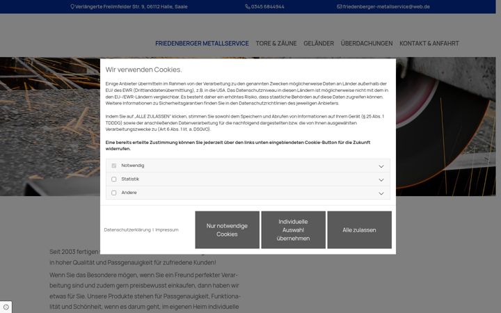 Screenshot of friedenberger-metallservice.de