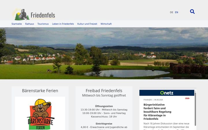 Képernyőkép: friedenfels.de