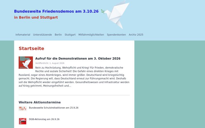 Screenshot of friedensdemo0310.org