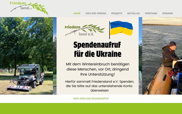 Képernyőkép: friedensland-ev.de