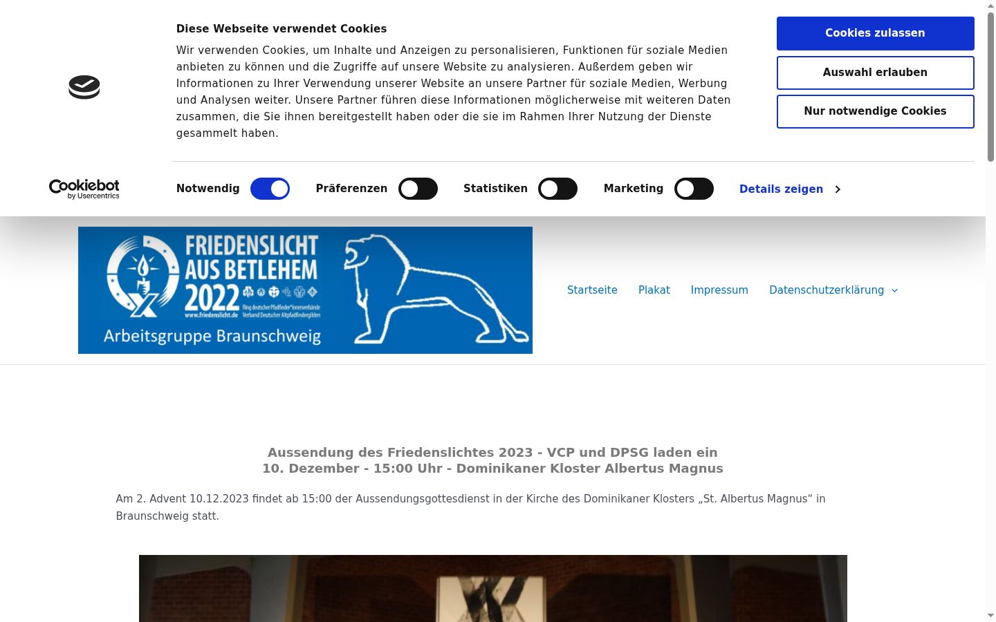 Screenshot del banner di consenso mostrato prima di qualsiasi interazione