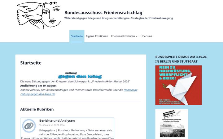 Screenshot of friedensratschlag.de