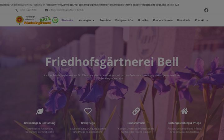 Screenshot of friedhofsgaertnerei-bell.de