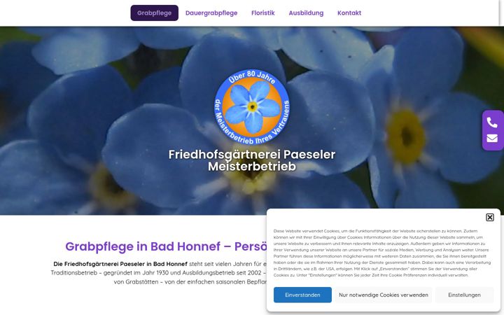 Screenshot of friedhofsgaertnerei-paeseler.de