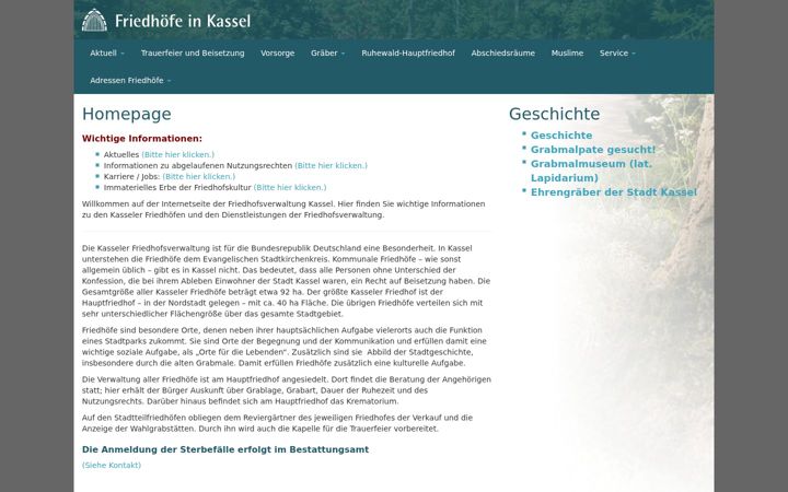Screenshot του friedhofsverwaltung-kassel.de